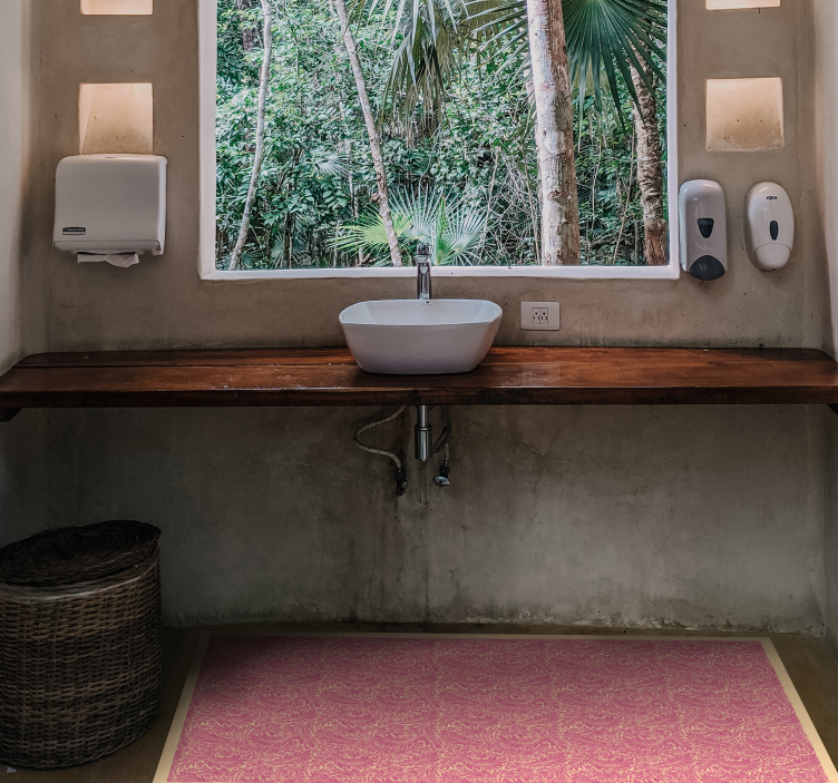 Alfombra vinílica baño motivo ornamental - TenVinilo