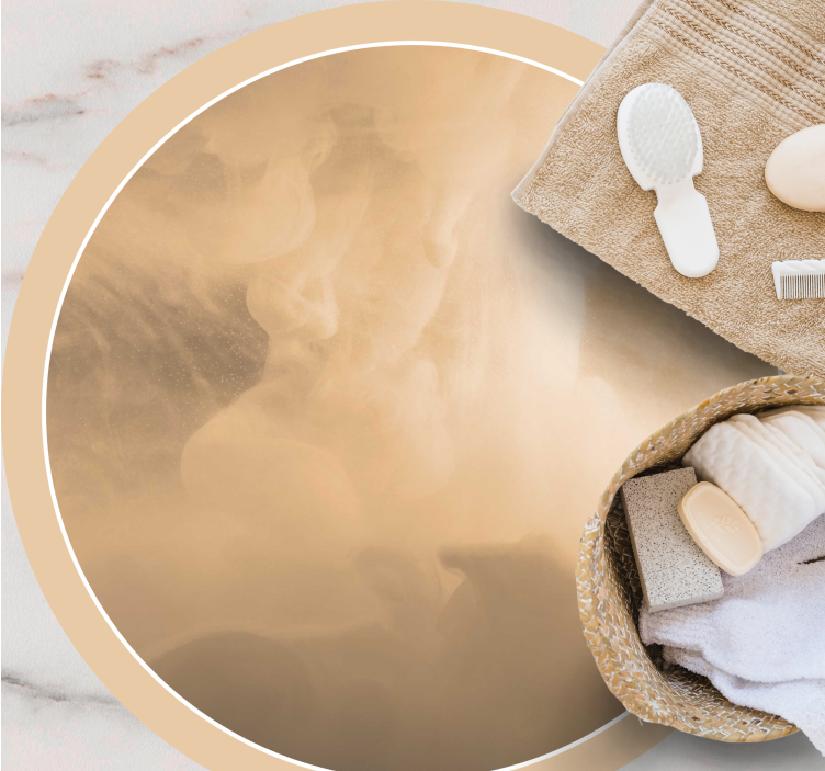 Alfombra vinílica baño ondas suaves de color crema - TenVinilo