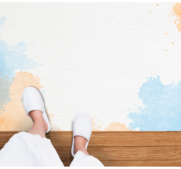 Alfombra vinílica baño tonos suaves de acuarela - TenVinilo