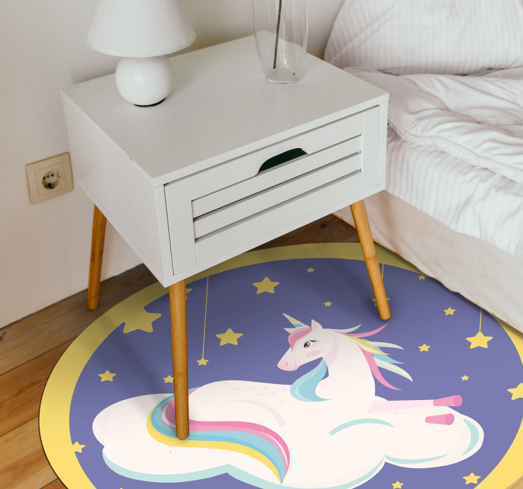Alfombra vinílica bebé círculo de sueño de unicornio - TenVinilo