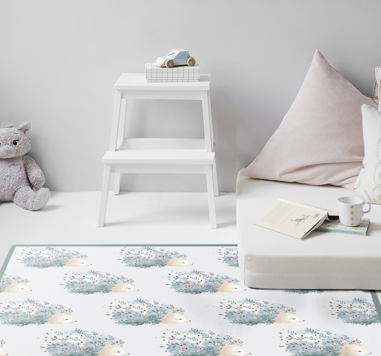 Alfombra vinílica bebé patrones florales de erizo - TenVinilo