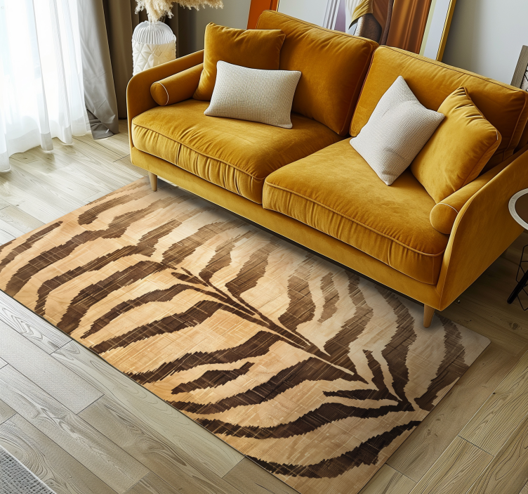 Alfombra vinílica beige rayas de tigre - TenVinilo