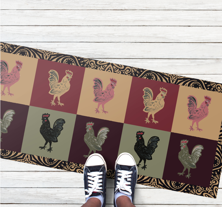 Alfombra vinílica de animales patrón de pollo colorido - TenVinilo