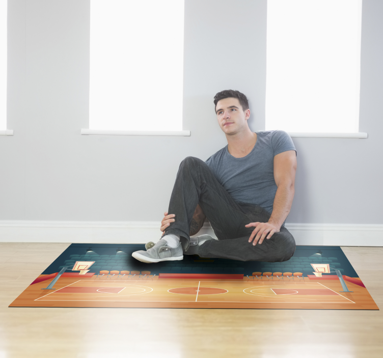 Alfombra vinílica cancha baloncesto con nombre - TenVinilo