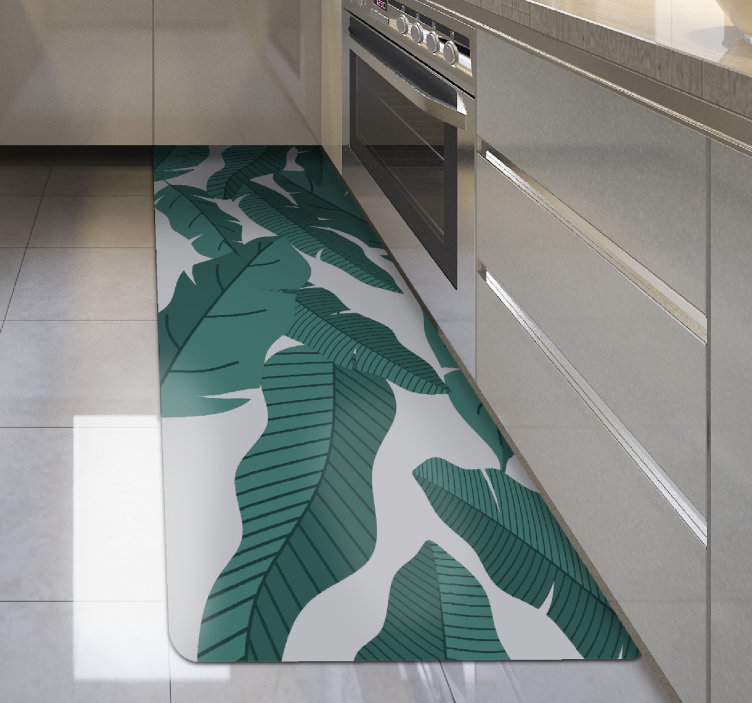 Alfombra vinilo cocina Hojas verdes selva - TenVinilo