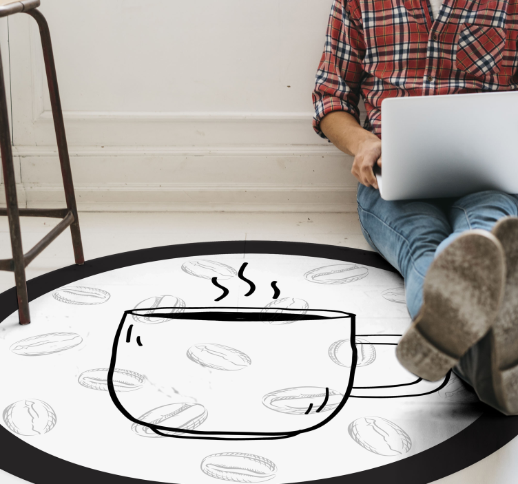 Alfombra vinílica cocina ilustración de la taza de café - TenVinilo