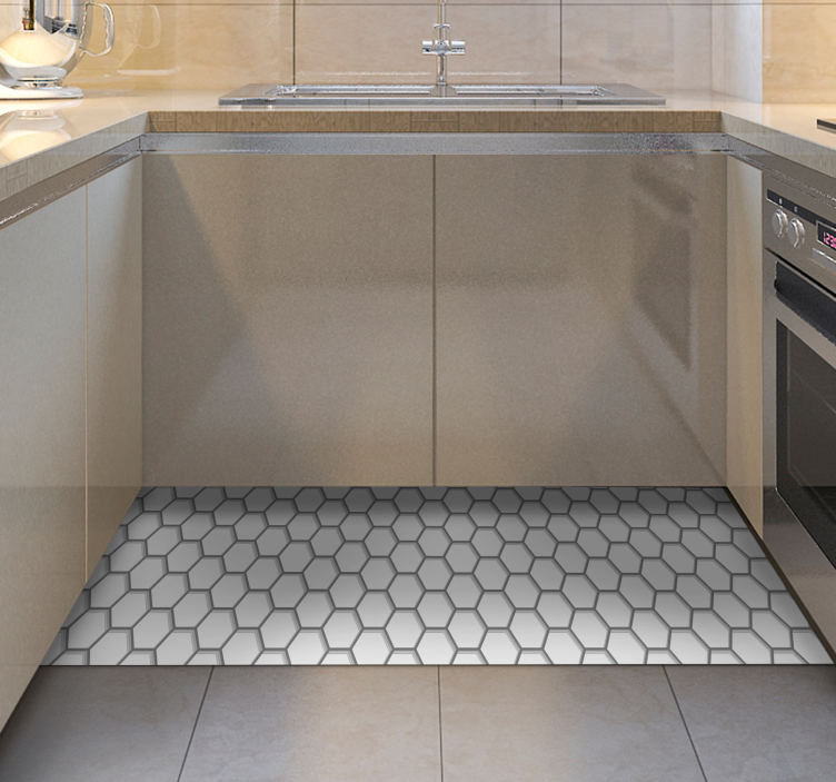 Alfombra vinílica cocina mosaico hexagonal - TenVinilo