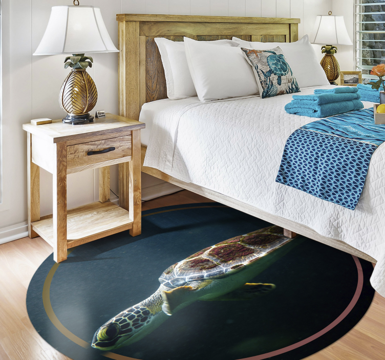 Alfombra vinílica de animales círculo de tortugas marinas - TenVinilo