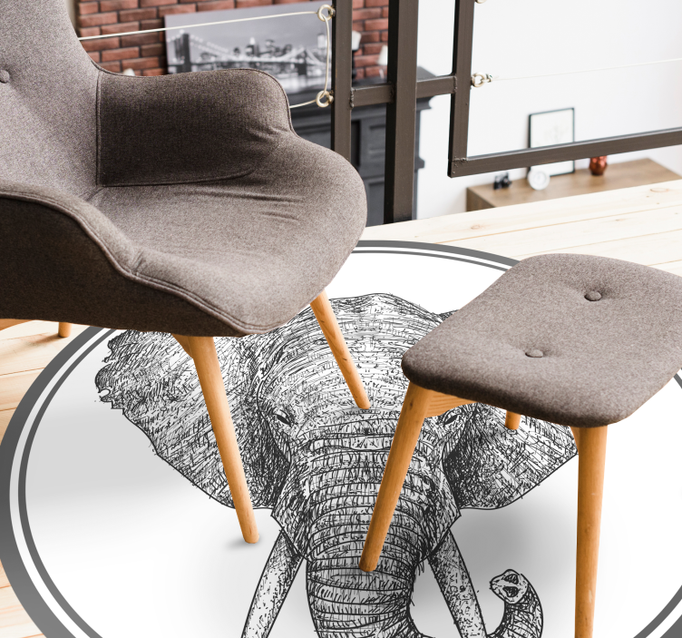 Alfombra vinílica de animales contorno de elefante gris - TenVinilo