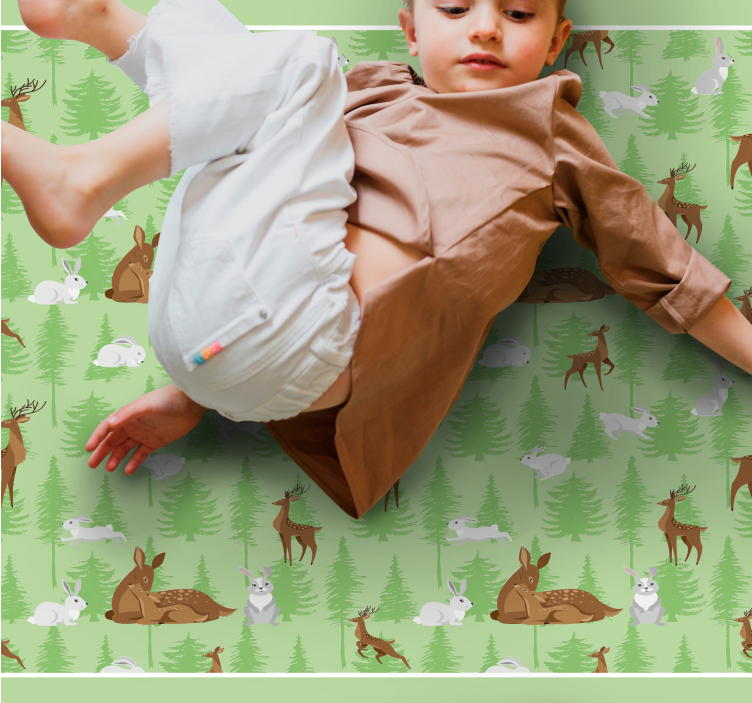 Alfombra vinílica de animales criaturas del bosque verde - TenVinilo