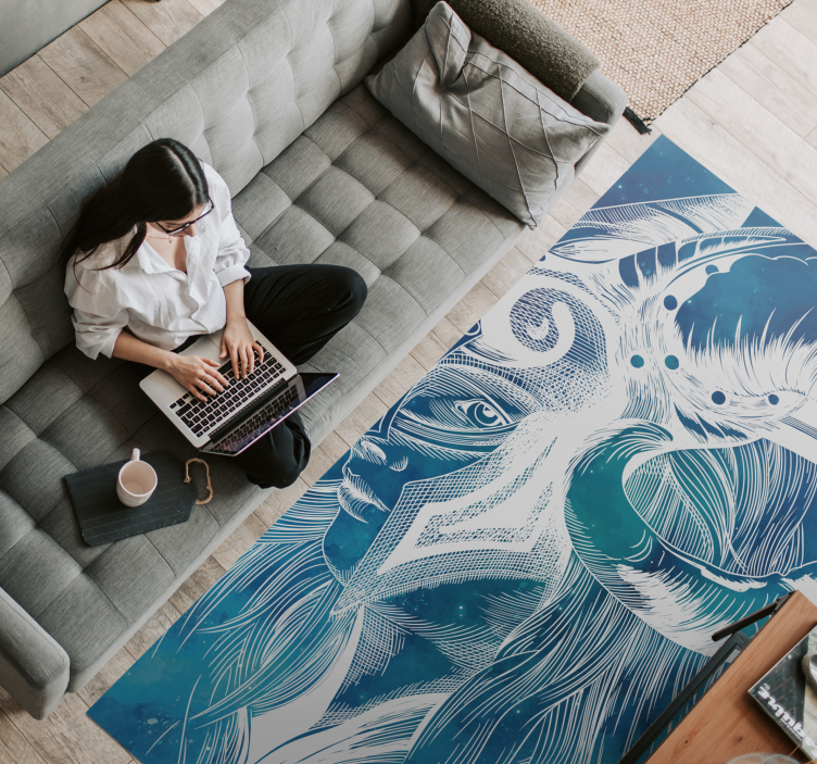 Alfombra vinílica de animales ilustración caprina mítica - TenVinilo