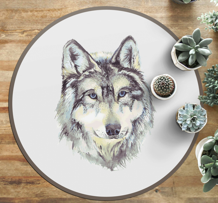 Alfombra vinílica de animales ilustración de lobo - TenVinilo