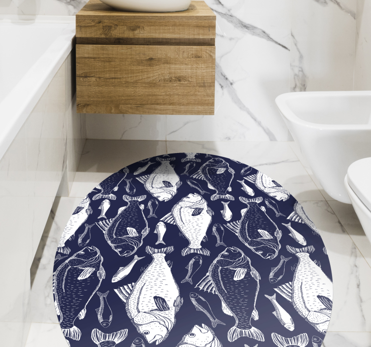 Alfombra vinílica de animales patrón de peces marinos - TenVinilo