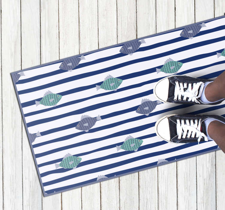 Alfombra vinílica de animales patrón de peces rayados - TenVinilo