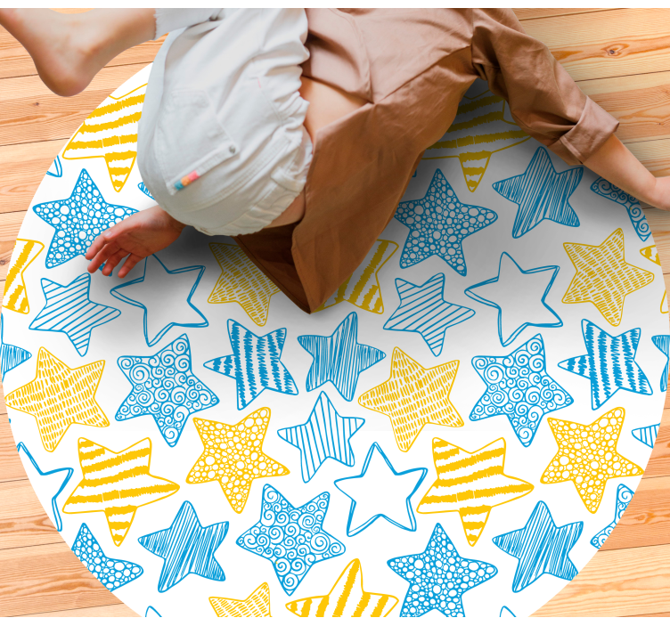 Alfombra vinílica estrellas diseño amarillo y azul - TenVinilo
