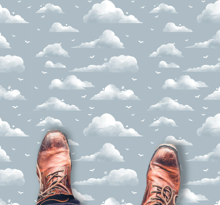 Alfombra vinílica bebé patrón de cielo nublado - TenVinilo