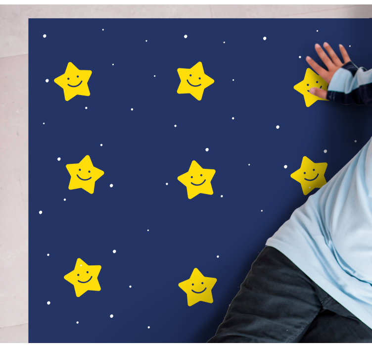 Alfombra vinílica estrellas patrón azul feliz - TenVinilo