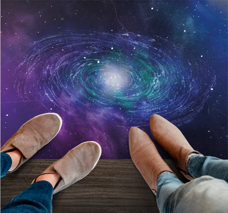 Alfombra vinílica estrellas patrón de remolino galáctico - TenVinilo