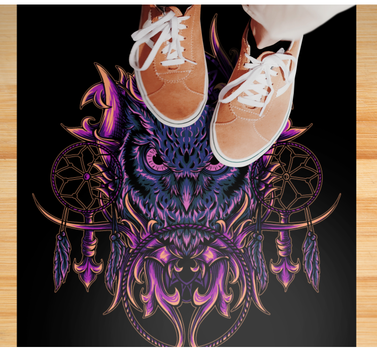 Alfombra vinílica de animales arte de atrapasueños de búho - TenVinilo