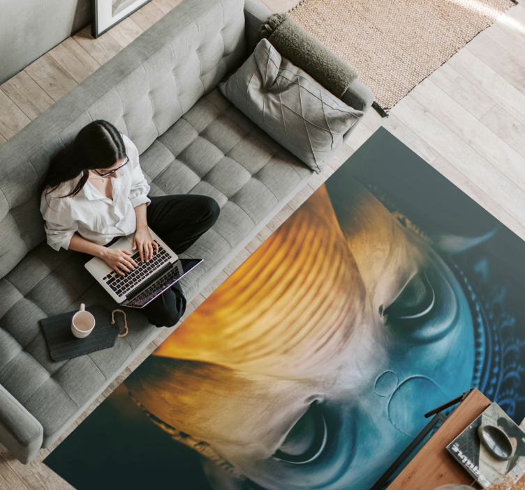 Alfombra vinílica étnica caras etéreas de elefantes - TenVinilo