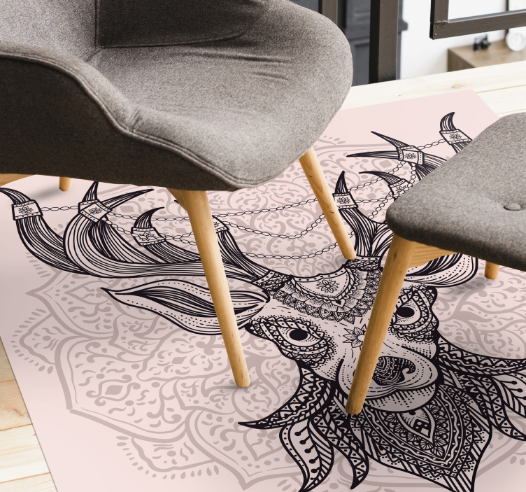 Alfombra vinílica de animales motivo de ciervo gris - TenVinilo