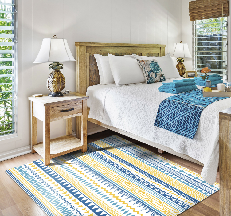 Alfombra vinilo étnica patrón azul tribal - TenVinilo