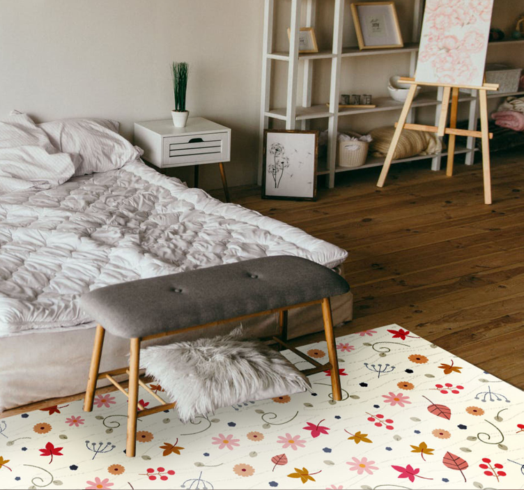 Alfombra vinílica flores acento de patrón floral - TenVinilo