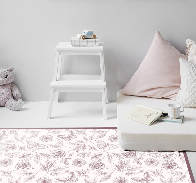 Alfombra vinílica flores arreglo floral sutil - TenVinilo