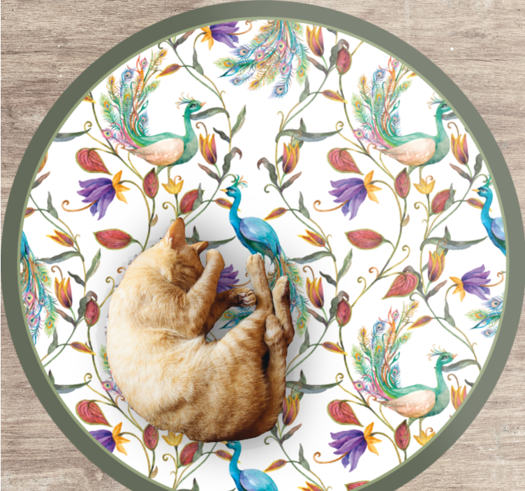 Alfombra vinílica flores preciosas flores de pavo real - TenVinilo