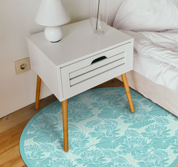 Alfombra vinílica flores círculo con motivos florales - TenVinilo