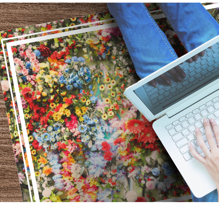 Alfombra vinílica naturaleza motivo floral colorido - TenVinilo