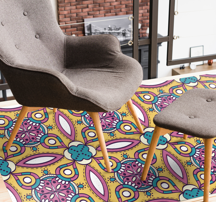 Alfombra vinílica flores conjunto con motivos florales - TenVinilo