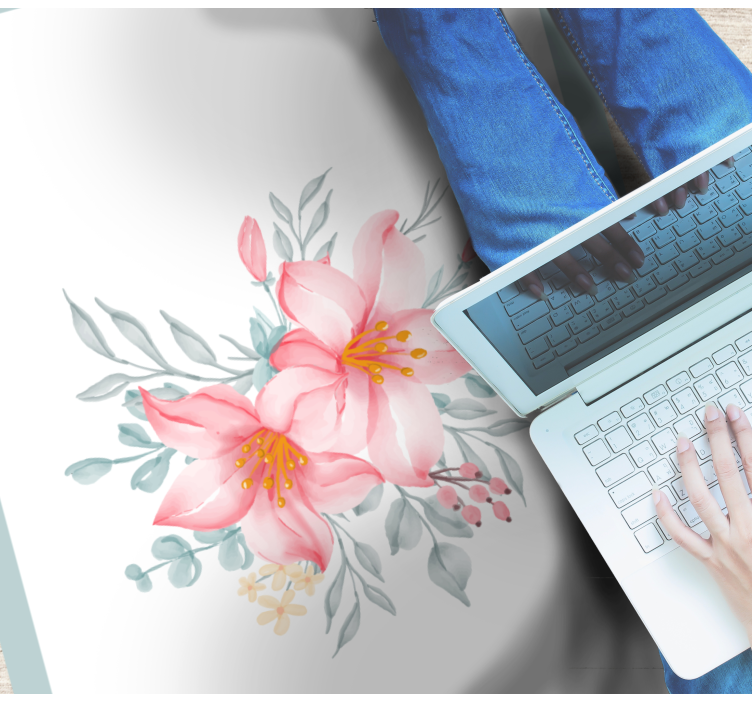 Alfombra vinílica flores elegancia floral rosa - TenVinilo