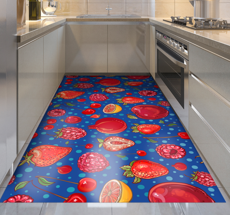 Alfombra vinílica cocina diseño de bayas coloridas - TenVinilo