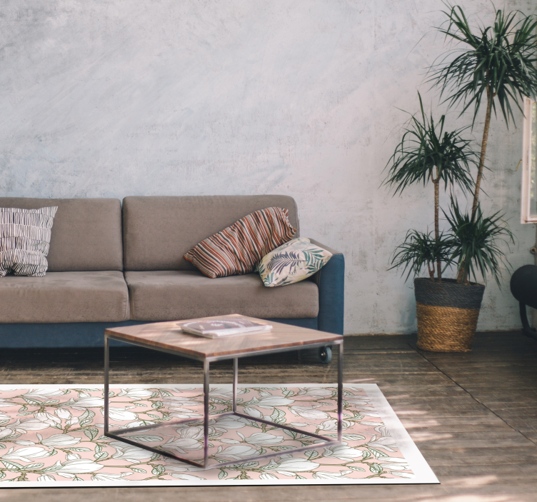 Alfombra vinílica flores ilustración floral - TenVinilo