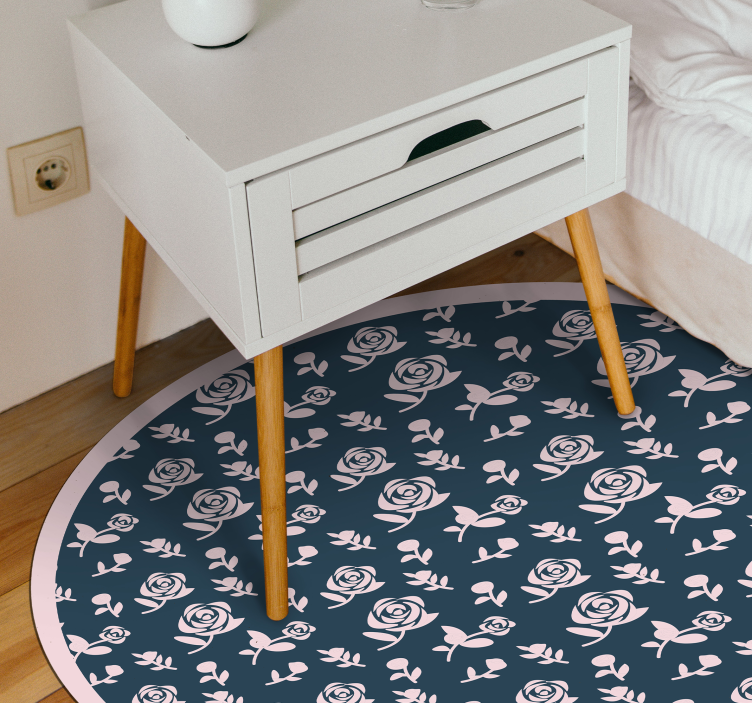 Alfombra vinílica flores patrón floral rosado - TenVinilo