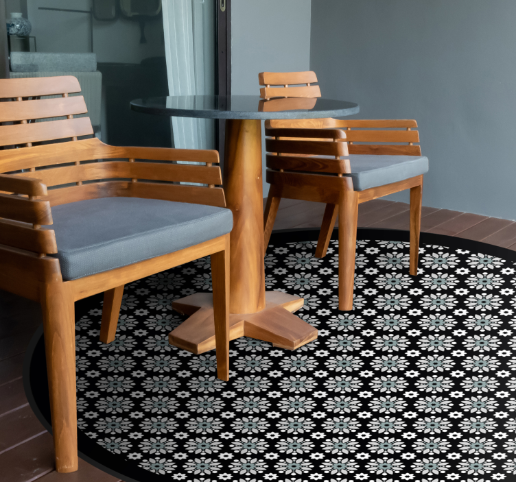 Alfombra vinílica flores patrón redondo floral - TenVinilo