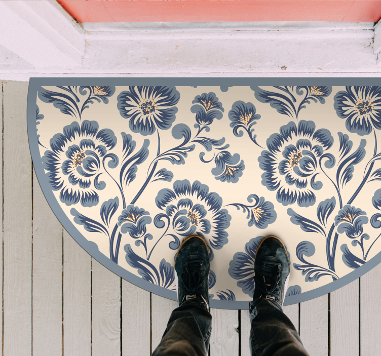 Alfombra vinílica flores potenciador de entrada floral - TenVinilo