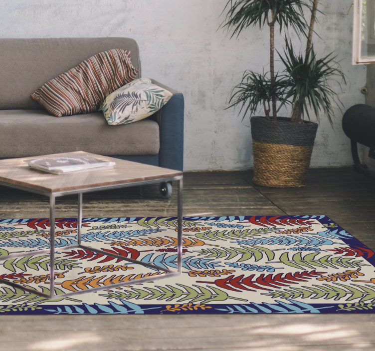 Alfombra vinílica flores rayas botánicas - TenVinilo