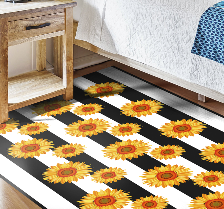 Alfombra vinílica flores rayas de girasol - TenVinilo