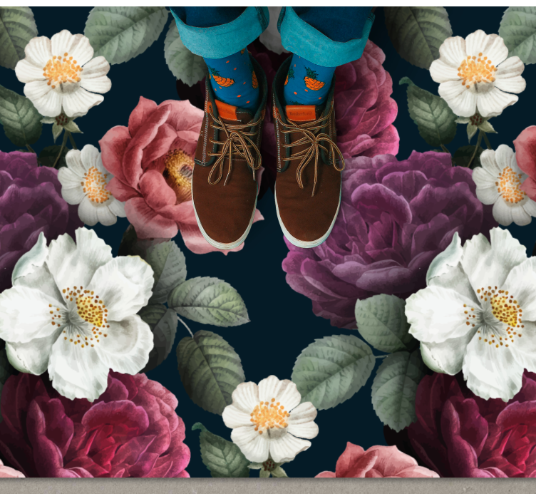 Alfombra vinílica flores sofisticación botánica chic - TenVinilo