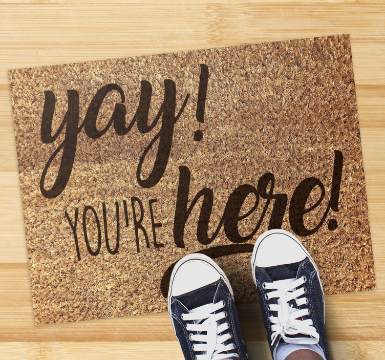 Alfombra vinílica recibidor frase de cálida bienvenida - TenVinilo