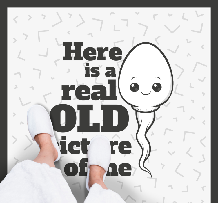 Alfombra vinílica frase esperma foto antigua real - TenVinilo