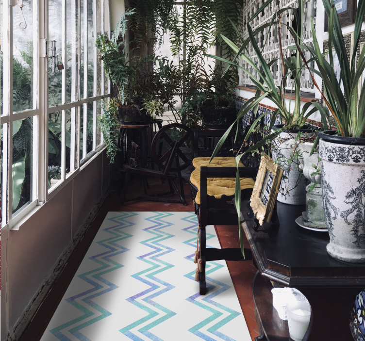 Alfombra vinílica geométrica armonía con dibujos en zigzag - TenVinilo