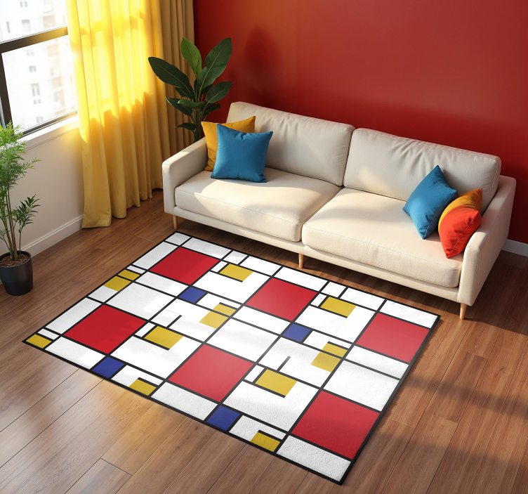 Alfombra de vinilo geométrica Arte mondrian - TenVinilo