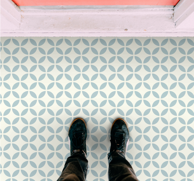 Alfombra vinílica hidráulica azulejo con patrón circular - TenVinilo