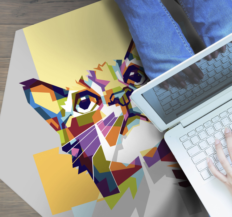 Alfombra vinílica geométrica gato geométrico - TenVinilo