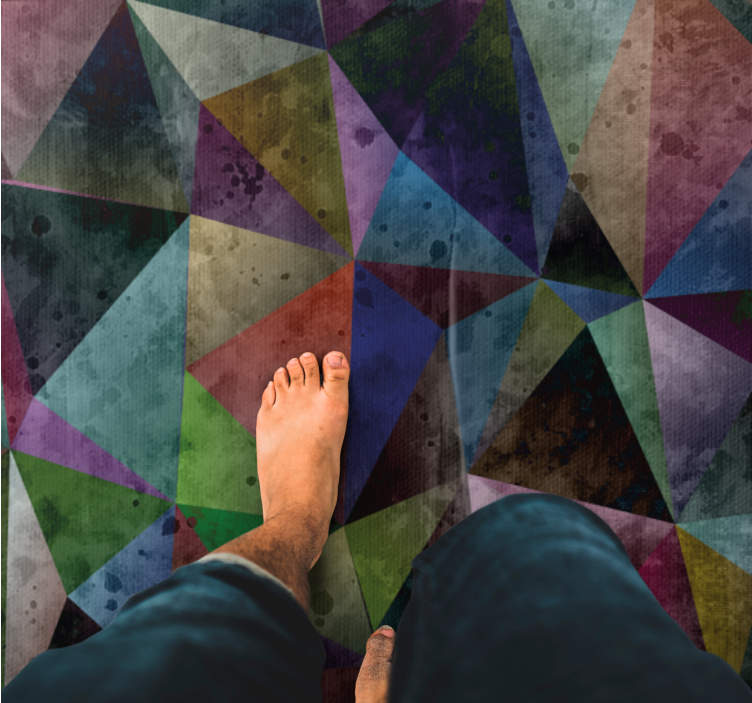Alfombra vinílica geométrica mosaico triangular colorido - TenVinilo