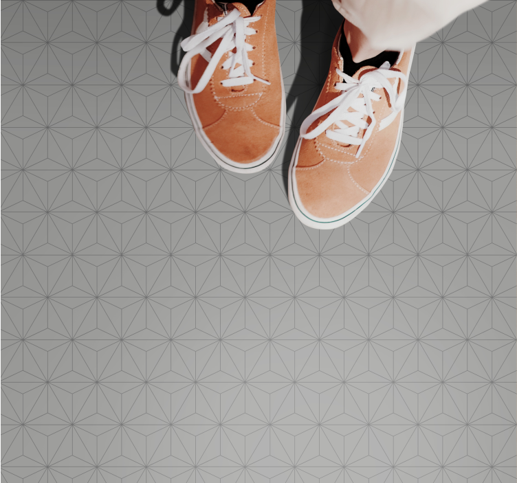 Alfombra vinílica hidráulica motivo geométrico gris - TenVinilo