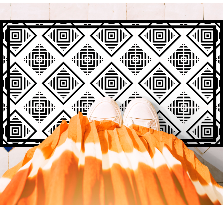 Alfombra vinílica geométrica motivos monocromáticos - TenVinilo